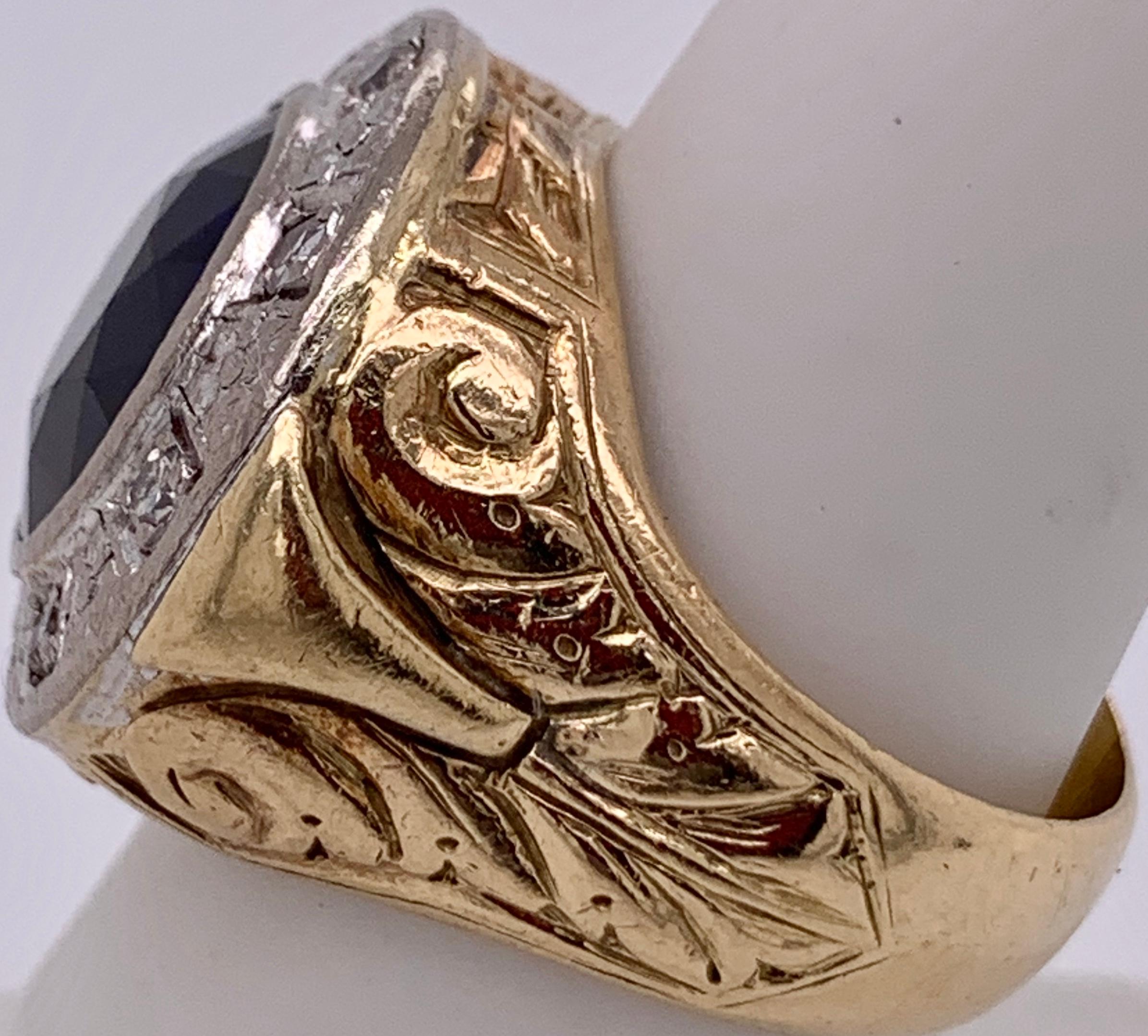da uomo o donna Anello in oro bicolore Diamanti affiancati da uno zaffiro in vendita