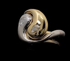 Two Tone Gold Ring with Fanc Shape Diamond and Fancy Yellow Canary Diamond Pear