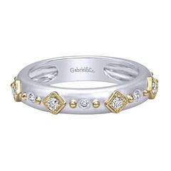 Two Tone Gold Satin Diamond Band