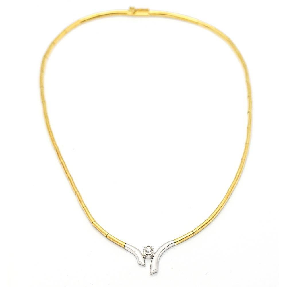 Collier solitaire en or bicolore avec diamant Neuf - En vente à Barcelona, CT