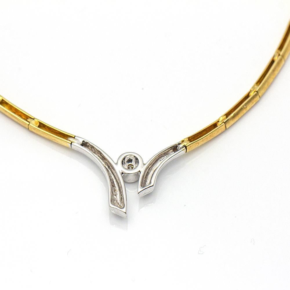 Collier solitaire en or bicolore avec diamant Pour femmes en vente