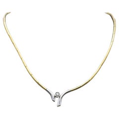 Two-Tone Gold Solitaire Necklace with Diamond