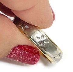 Two-Tone Gold Starburst Ring Band