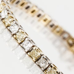 Yellow and White Diamond Line Bracelet in 18K Two-Tone Gold