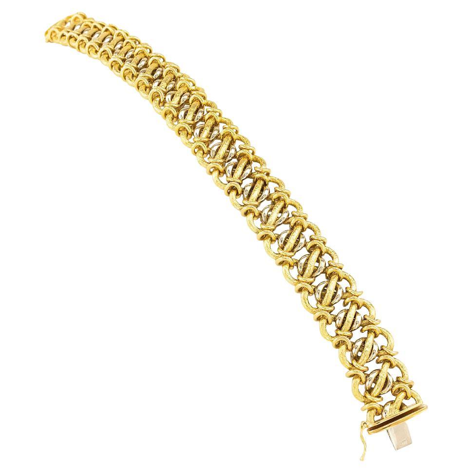 Two Tone Gold Woven Link Bracelet For Sale