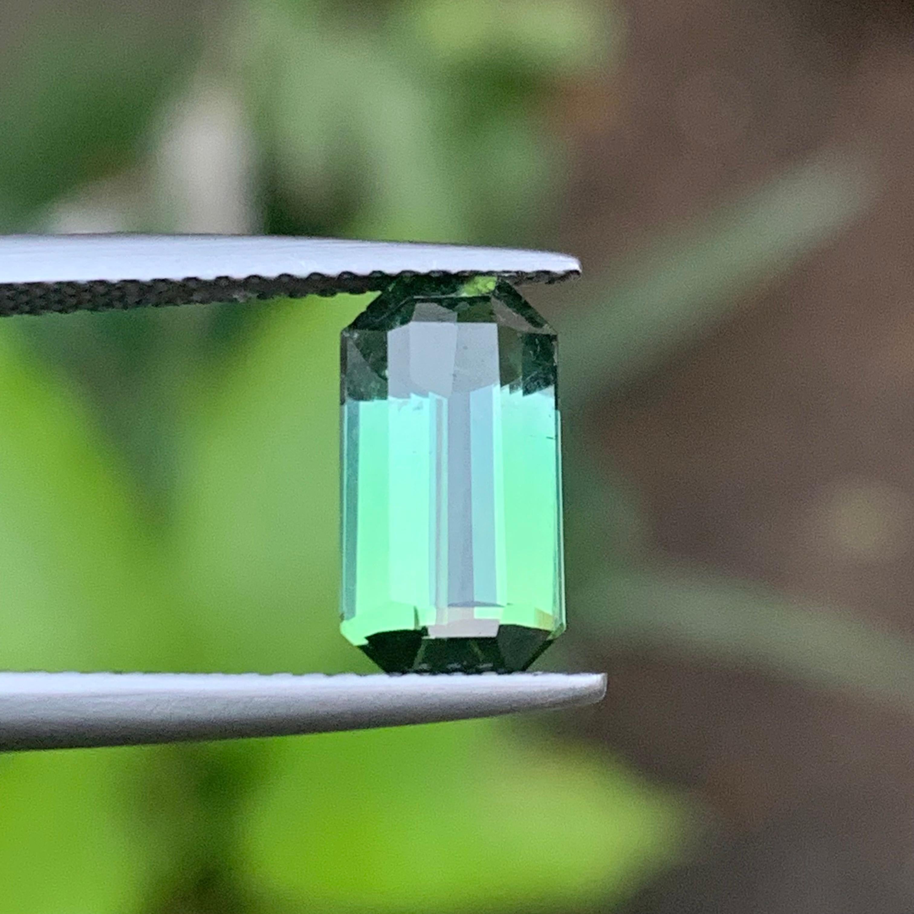 Green Natural Tourmaline Ring Gemstone Two Tone 2.65 Ct Emerald Cut for Jewelry For Sale 6