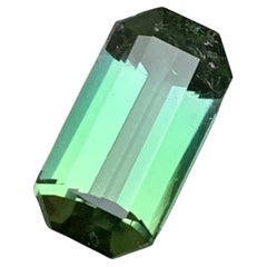 Anillo de Turmalina Verde Natural Piedra Preciosa de Dos Tonos 2,65 Ct Corte Esmeralda para Joyería