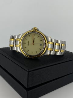 Two-Tone Gucci 36mm Golden Logo-Adorned Bezel S/Steel Mens' Swiss Quartz Watch