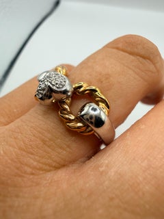 Two tone heart diamond ring 18KT gold
