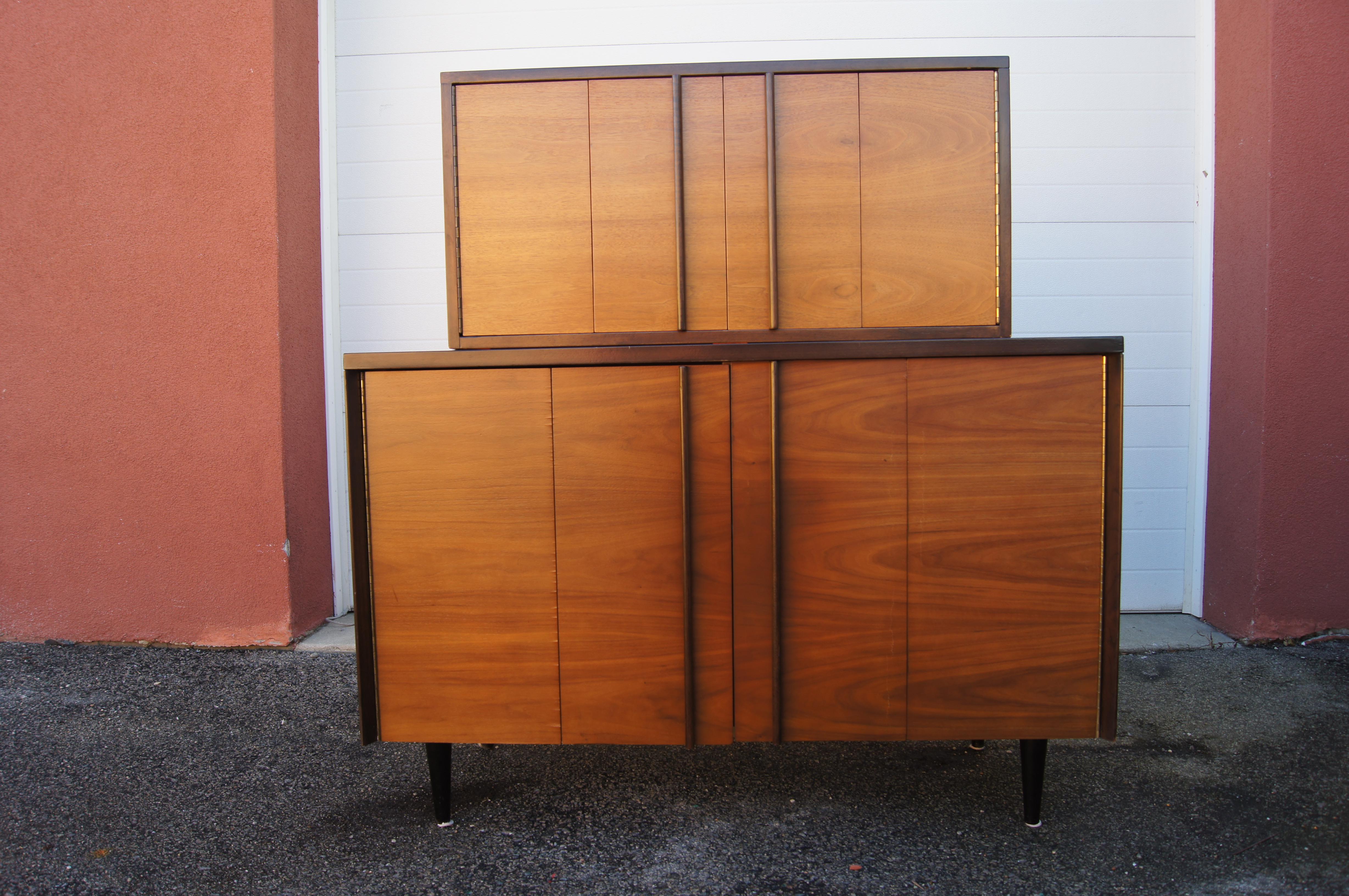 Mid-Century Modern Two-Tone Highboy Dresser by John Stuart For Sale