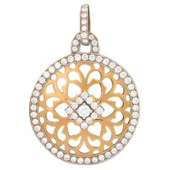 Pendentif italien en or jaune 18 carats et diamants bicolore