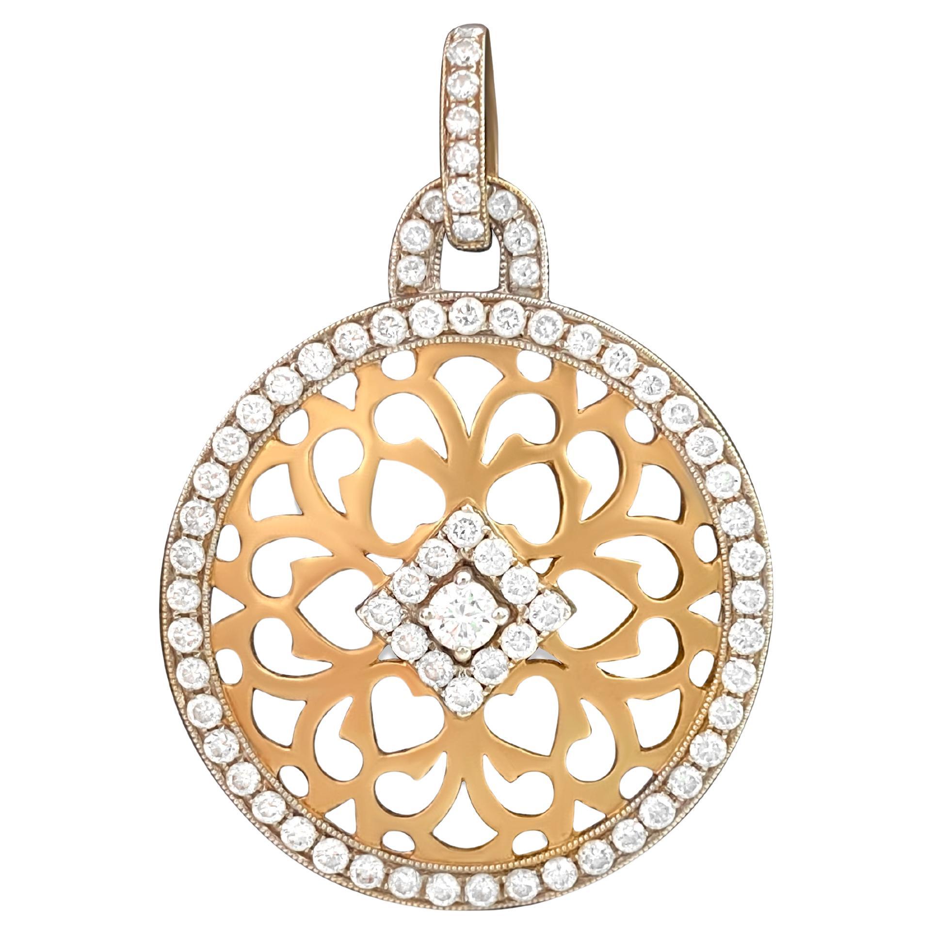 Colgante italiano bicolor de oro amarillo de 18k y diamantes