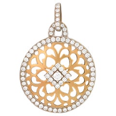 Two Tone Italian 18k Yellow Gold & Diamond Pendant