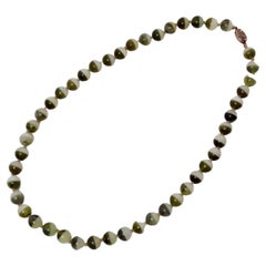 Two-Tone Jade & Sterling Silver Beaded Necklace
