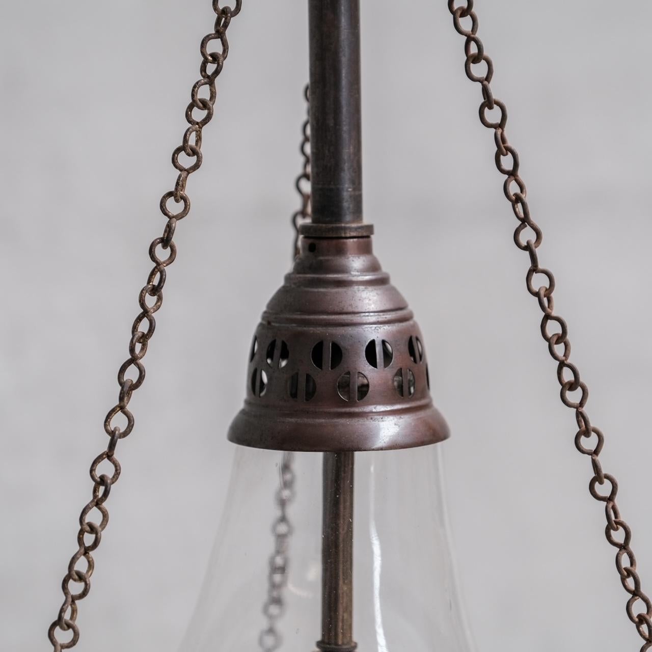Two Tone Large Antique Pendant Light In Good Condition For Sale In London, GB