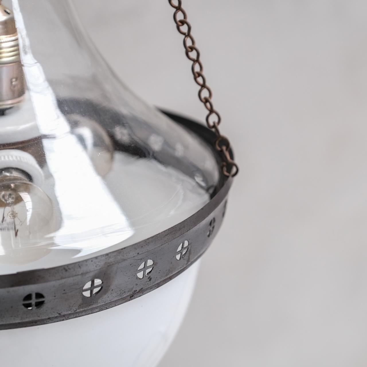 Début du 20ème siècle Grande lampe suspendue antique bicolore en vente