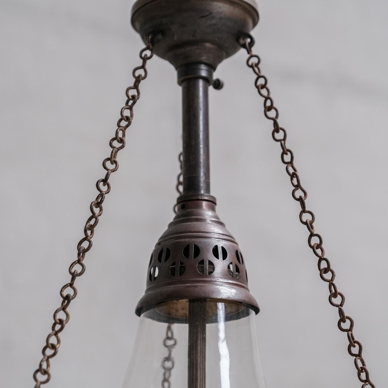 Grande lampe suspendue antique bicolore en vente 1
