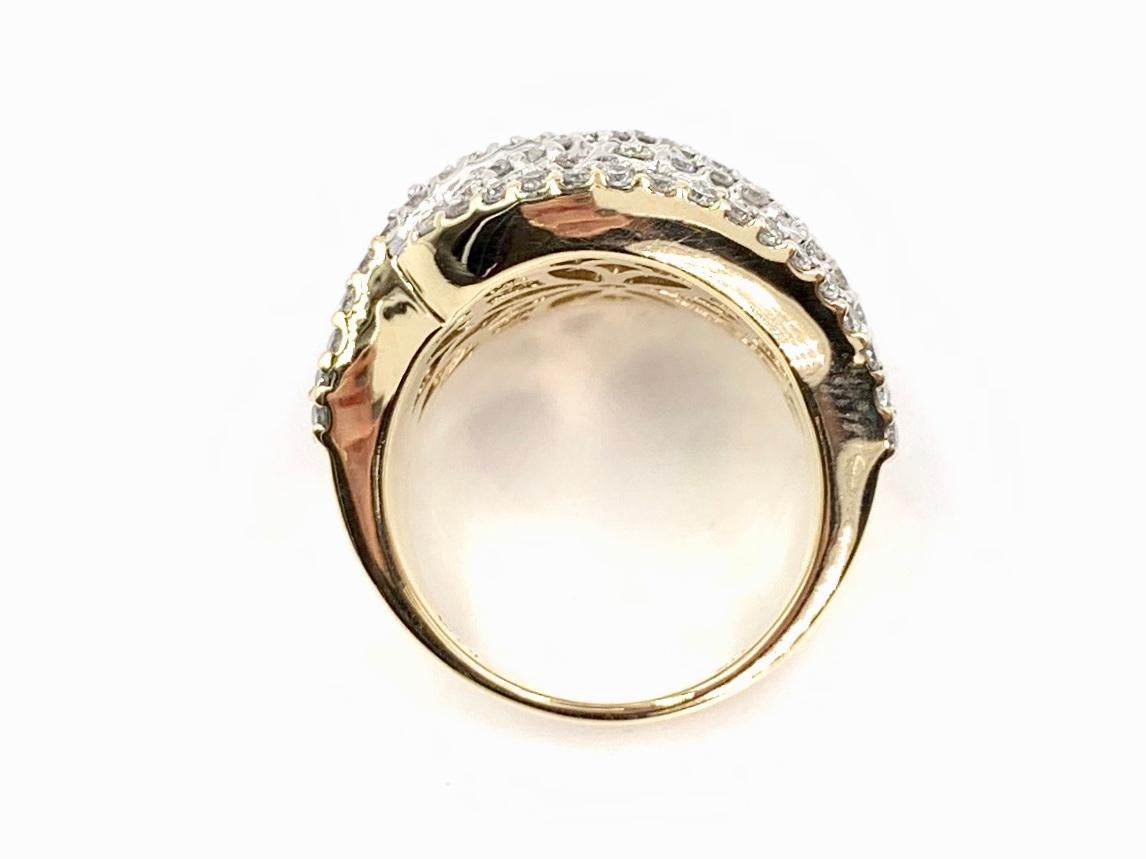 Two-Tone Large Leaf Style Baguette and Round Diamond Ring For Sale 2