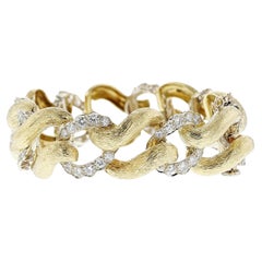 Two-Tone Large Link Textured Bracelet, 18k