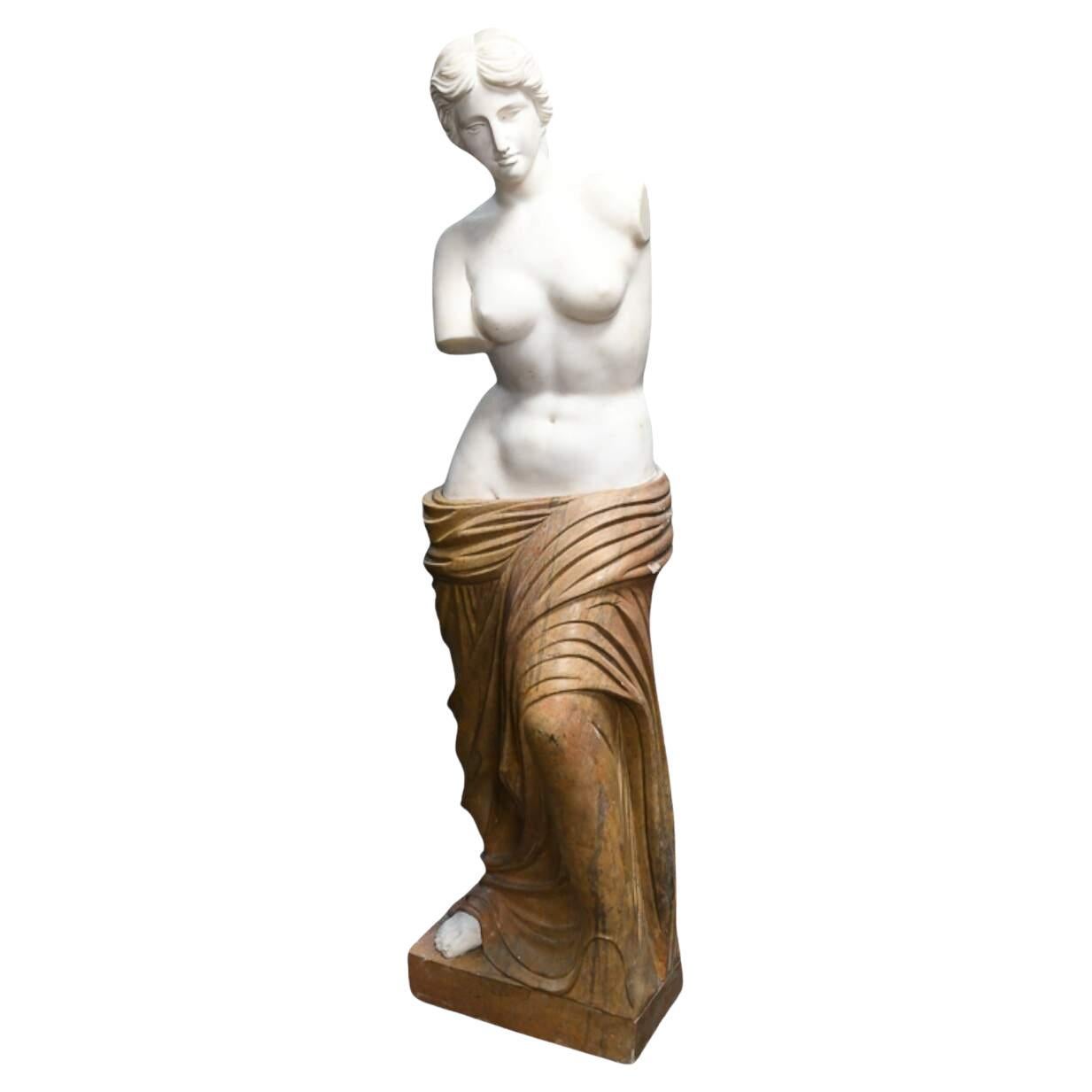 Two-Tone Marble Greek-Style Armless Female Statue