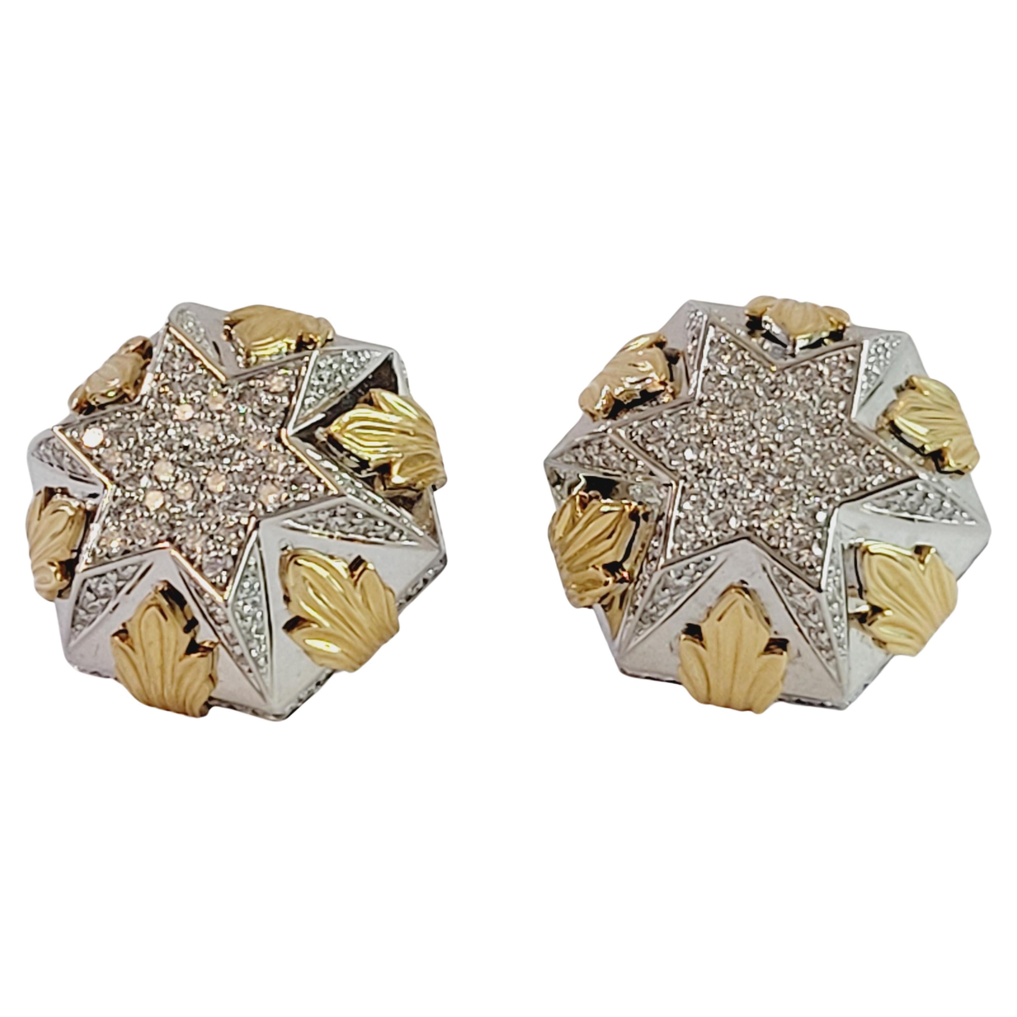 Two tone Men Cufflinks with Diamonds For Sale