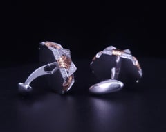Boutons de manchette pour hommes bicolores avec diamants
