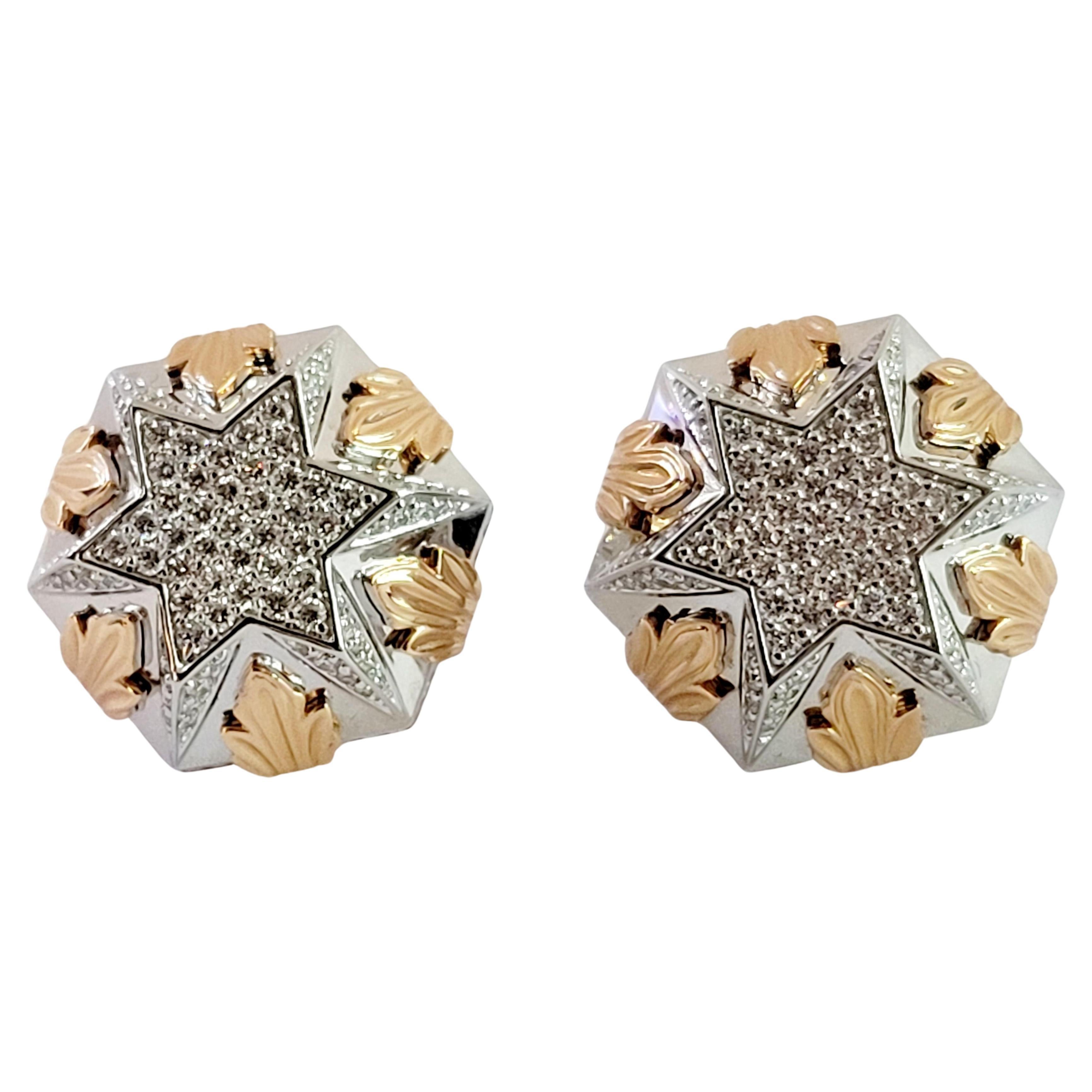 Two tone Men's Cufflinks with Diamonds For Sale