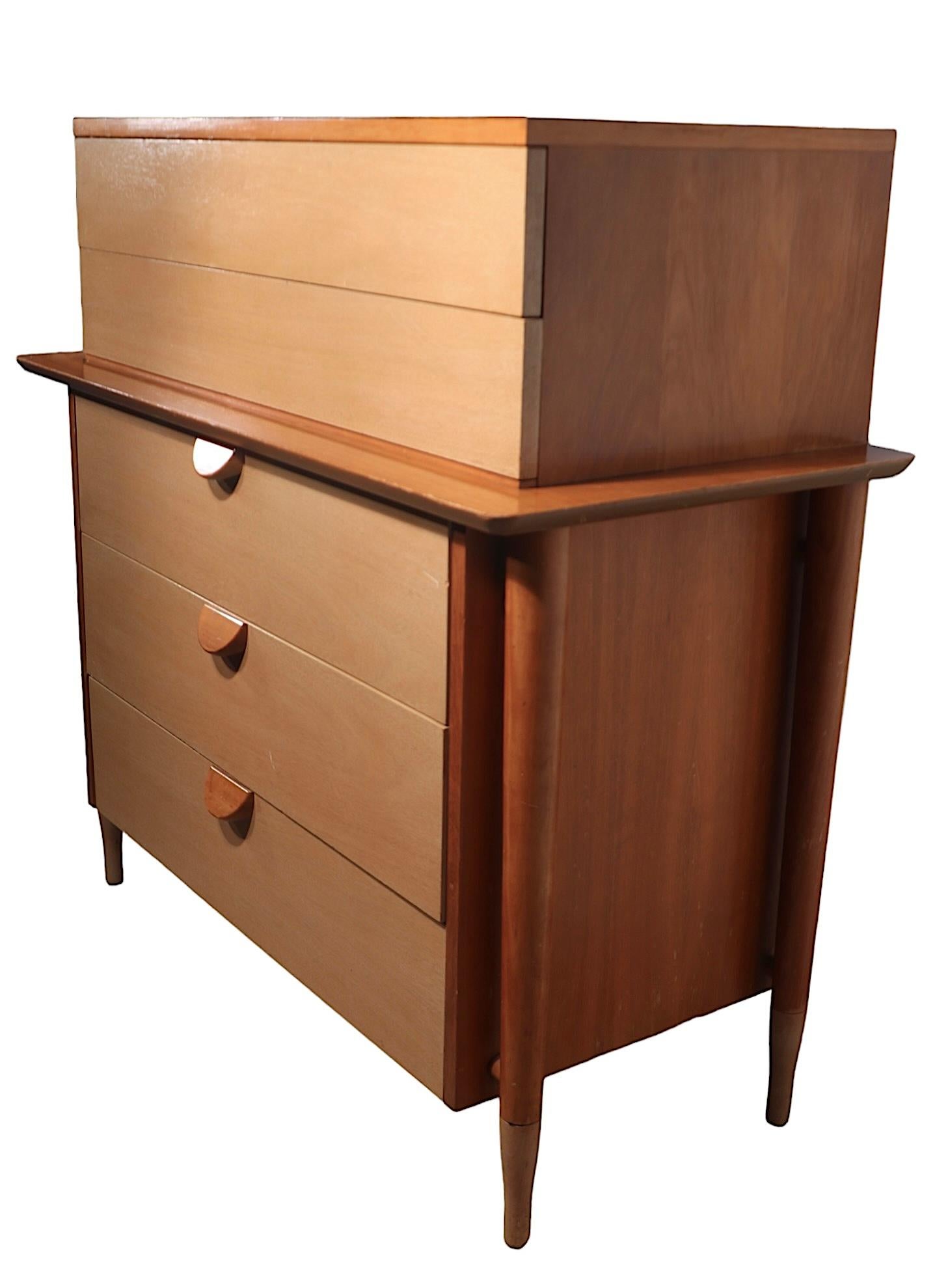 Mid-Century Modern Two Tone Mid Century Chest of Drawers by Basic Witz For Sale