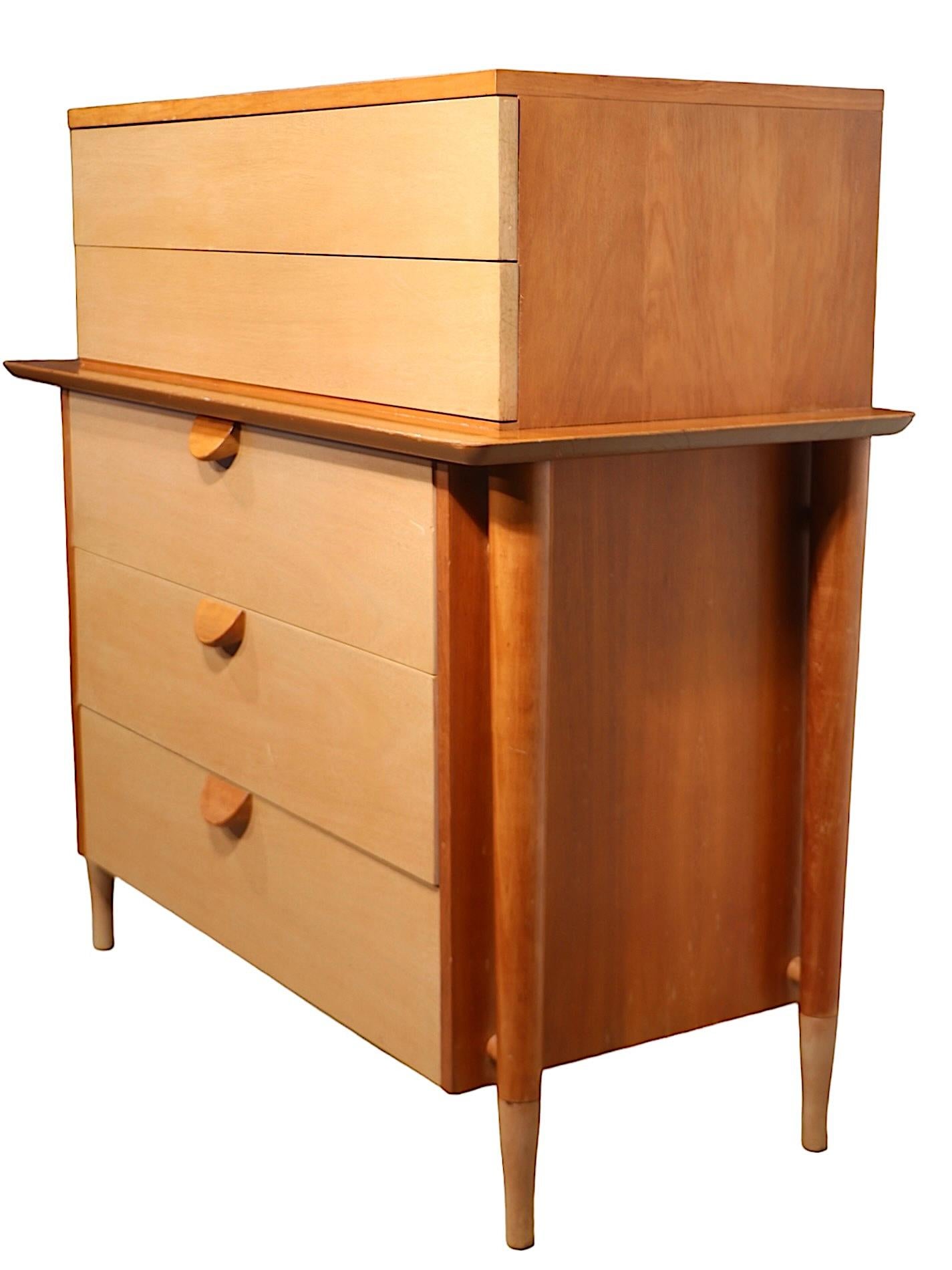 Wood Two Tone Mid Century Chest of Drawers by Basic Witz For Sale
