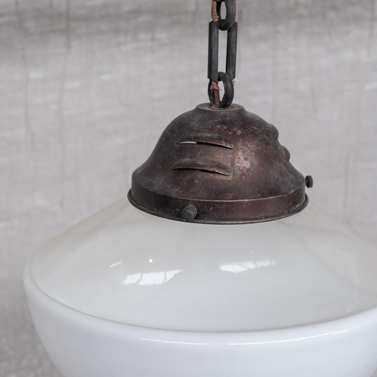 Two Tone Mid-Century French Pendant Light In Good Condition For Sale In London, GB