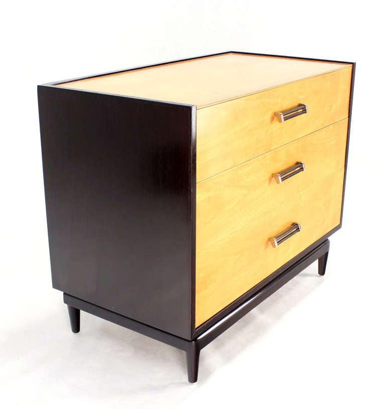 Mid-Century Modern Two-Tone Mid Century Modern 3 Drawers Bachelor Chest Dresser MINT! For Sale