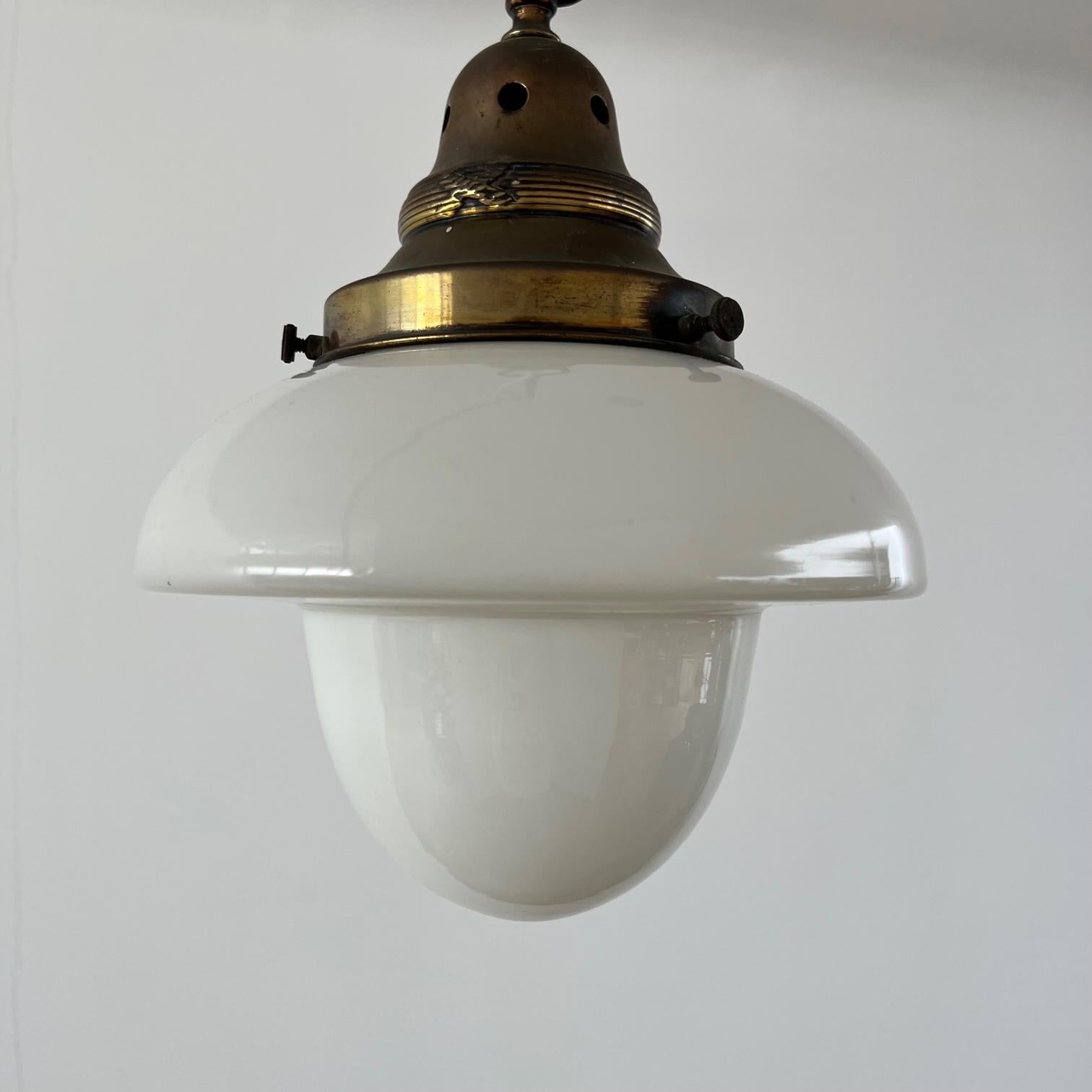 Two Tone Mid-Century Opaline Church Pendant Light (up to 3 available) In Good Condition In London, GB