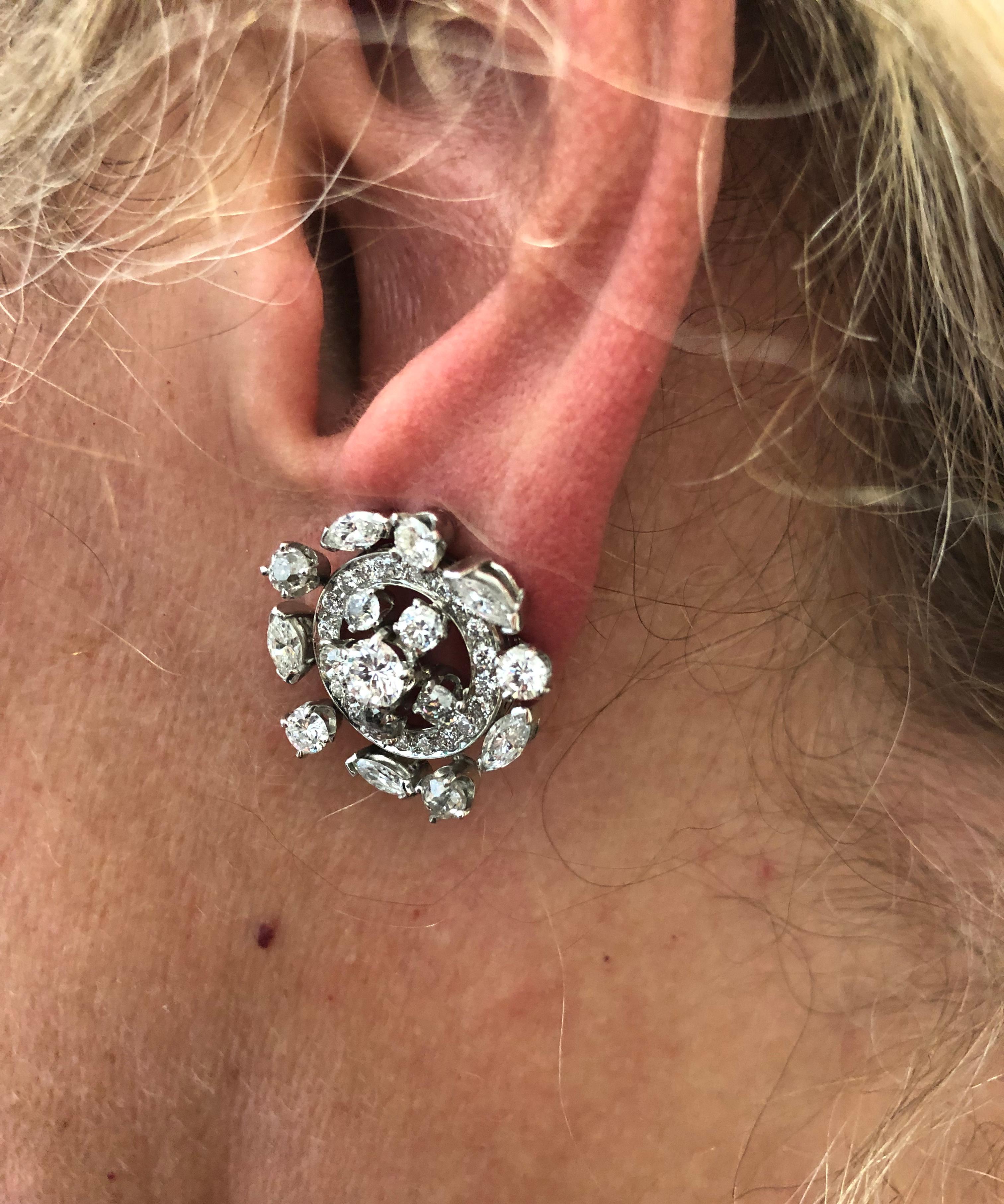 Zweifarbige Diamant-Ohrringe mit gemischtem Schliff im Zustand „Gut“ im Angebot in New York, NY