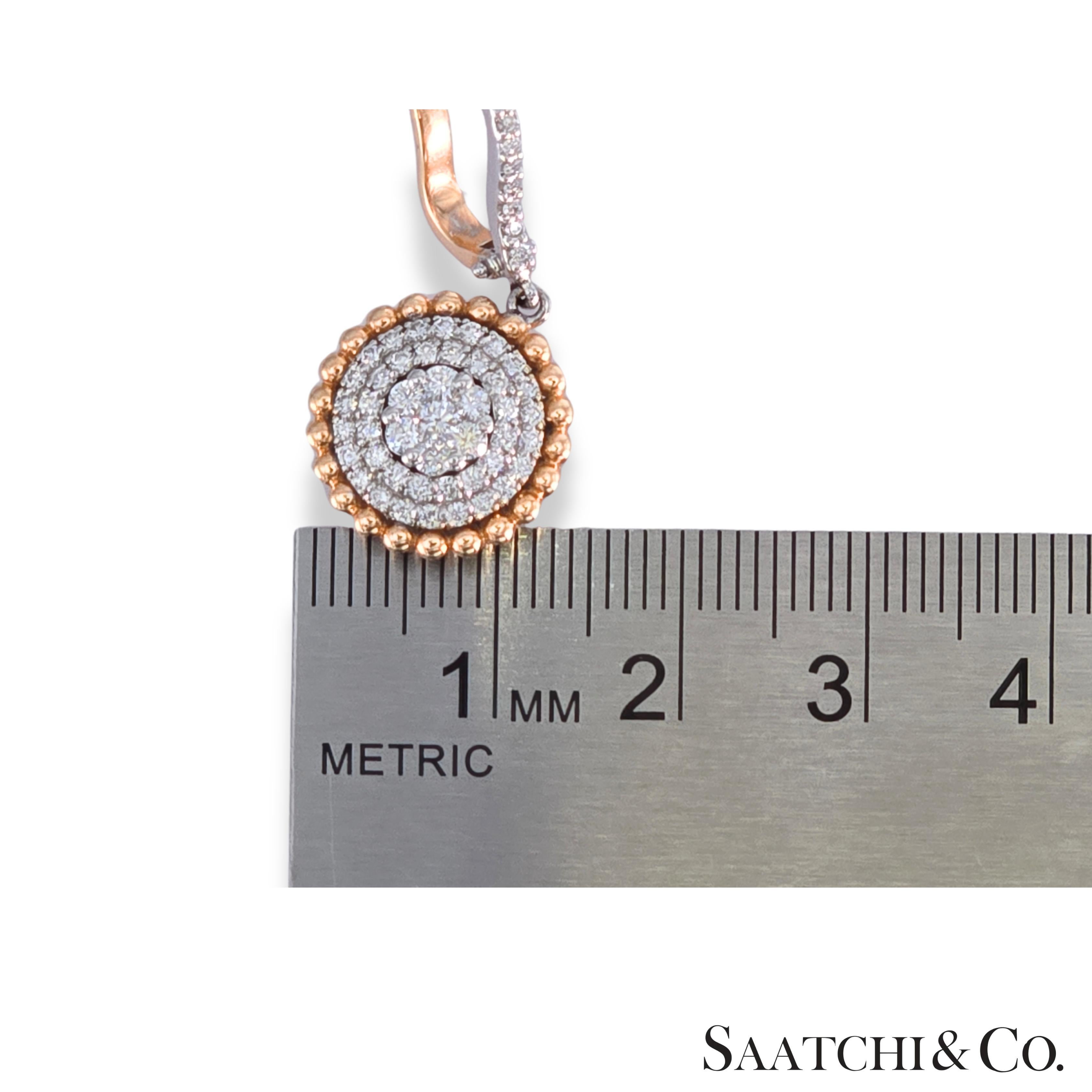 Two Tone Natural Diamond Earring in 18K 750 White & Rose Gold For Sale 3