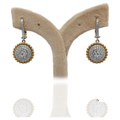 Two Tone Natural Diamond Earring in 18K 750 White & Rose Gold