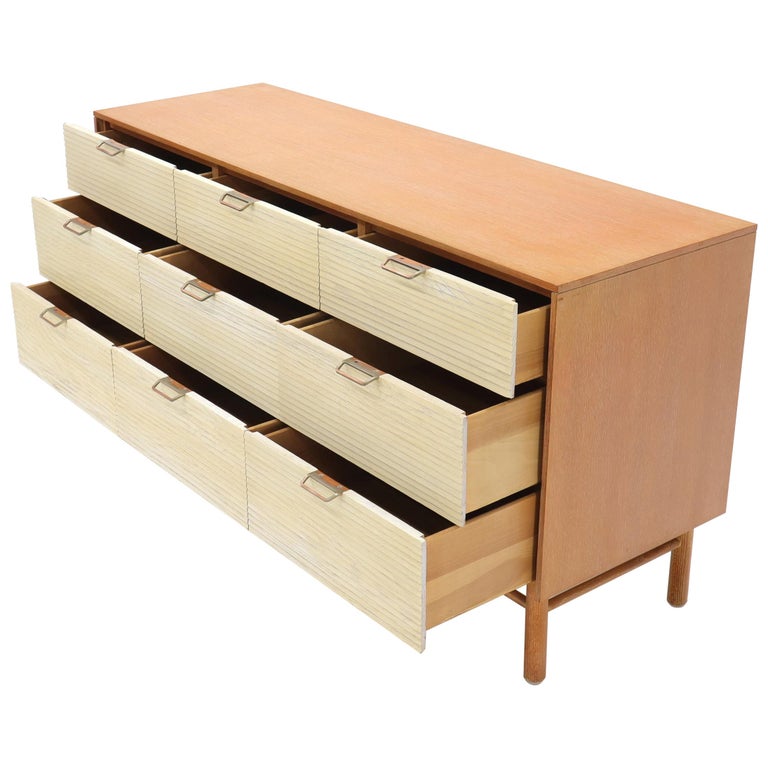 Two Tone Nine Drawer Cerused Oak Long Dresser Credenza By Mengel