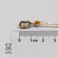 Two Tone of Mexican Fire Opal Halo Diamond Necklace Pendant 18K Yellow Gold