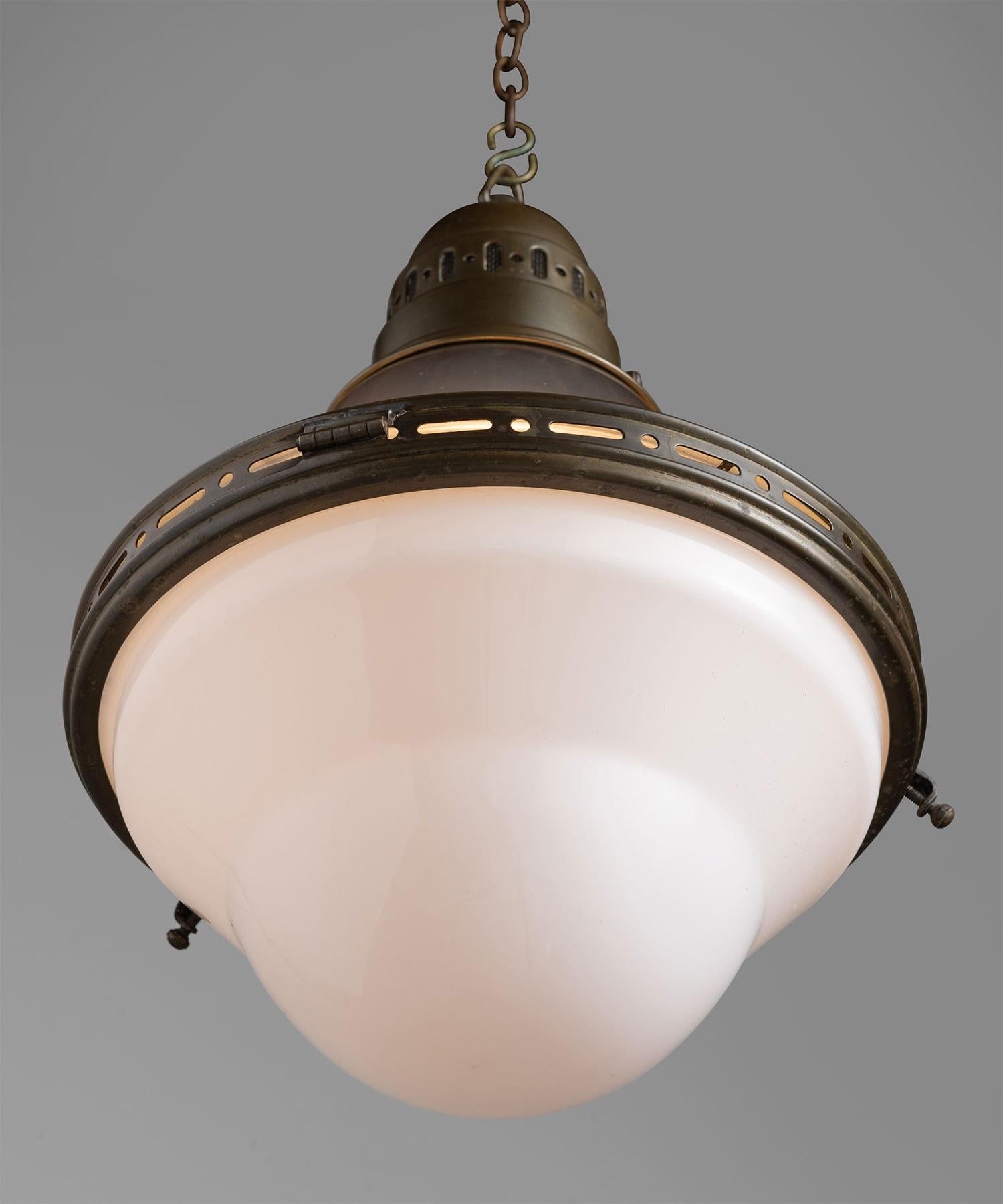 German Two-Tone Opaline Pendant