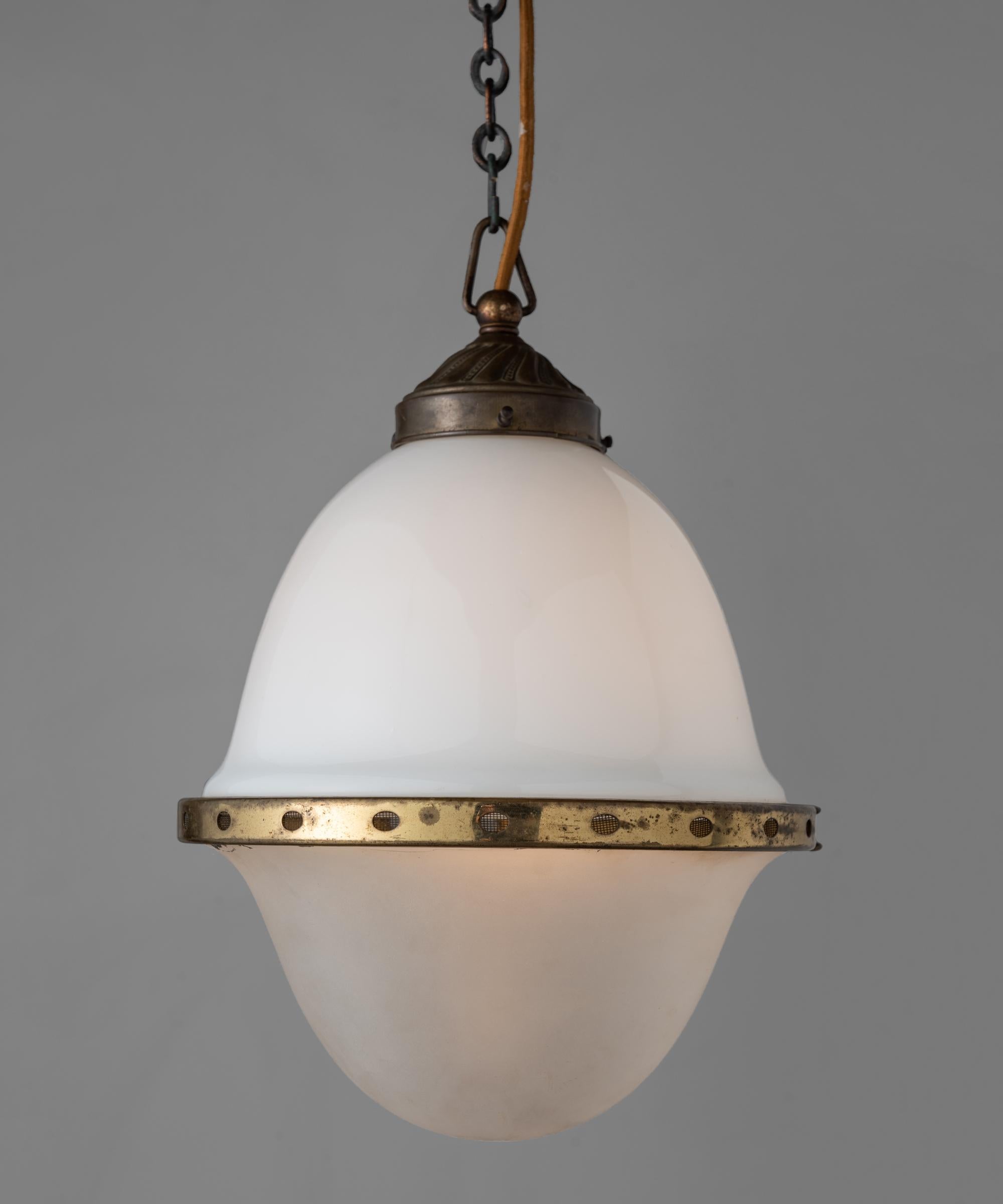 Two-Tone Opaline Pendant, Germany, circa 1930 In Good Condition In Culver City, CA