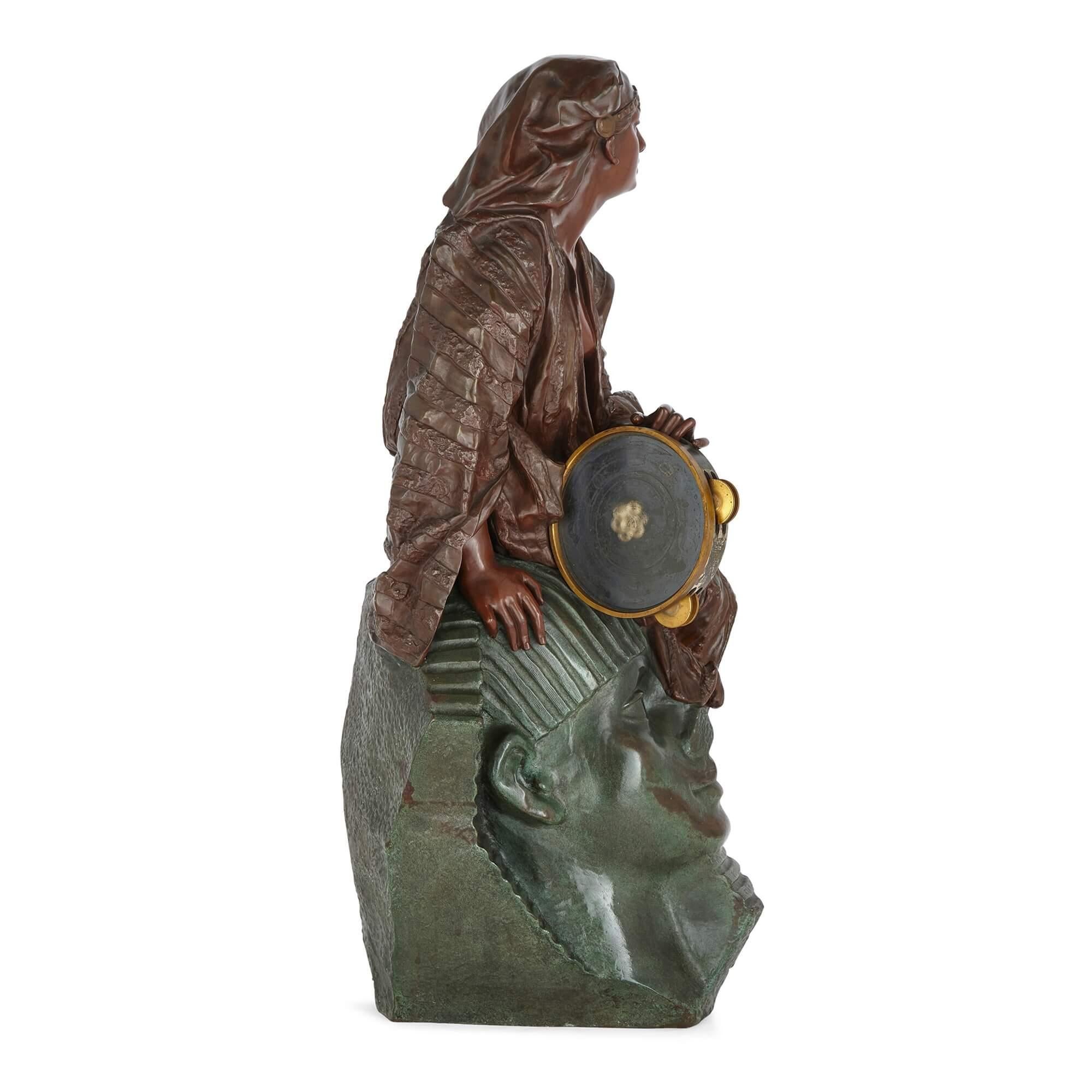 French Two-Tone Patinated Bronze Sculpture by G. Leroux Depicting Aida  For Sale