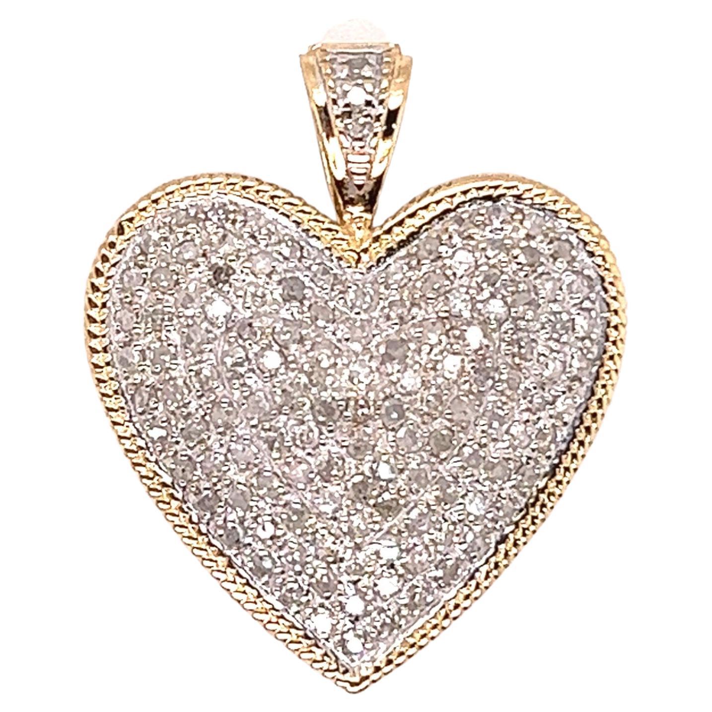 Two Tone Pave Diamond Heart Pendant