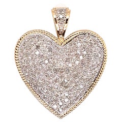 Two Tone Pave Diamond Heart Pendant