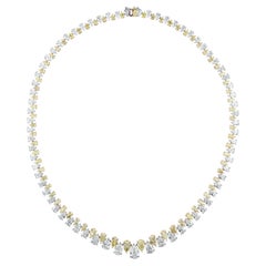 Two Tone Pear Cut 30.33ct Diamond Wedding Chain Necklace 14k Yellow Gold