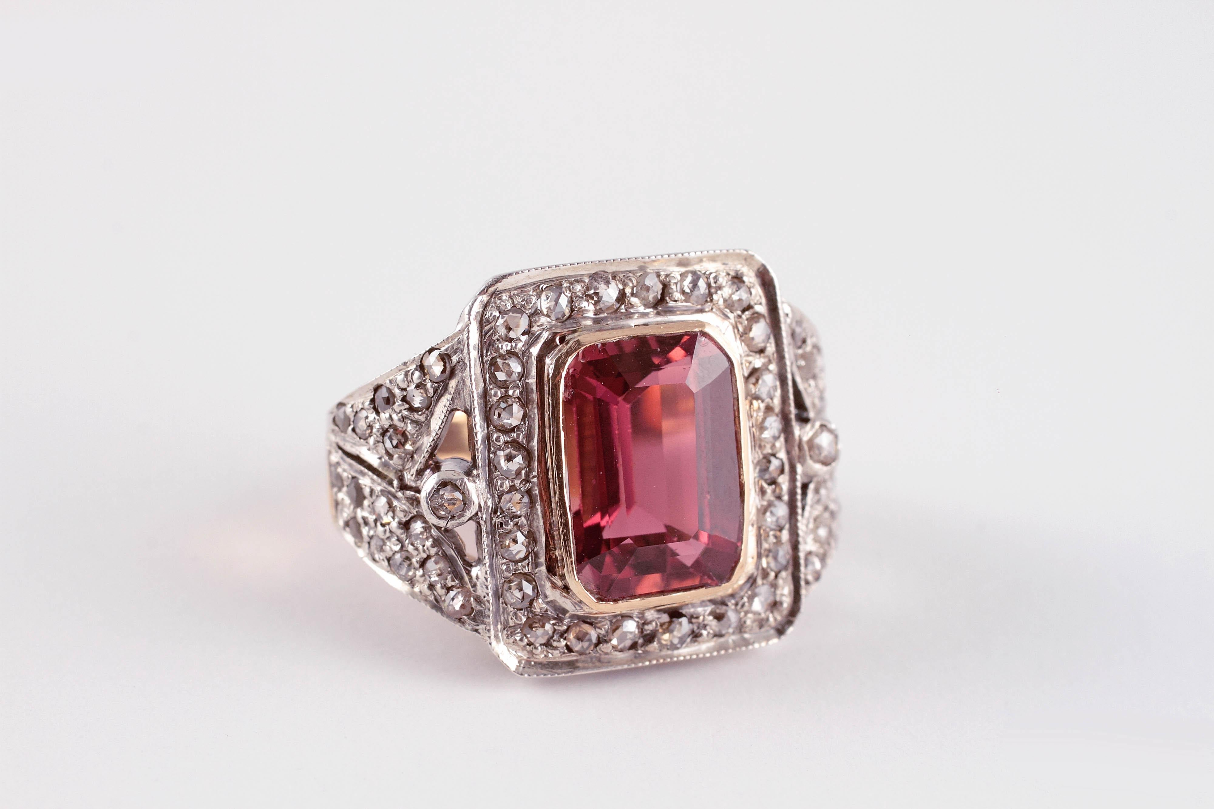 Two-Tone Pink Tourmaline Diamond Ring 3