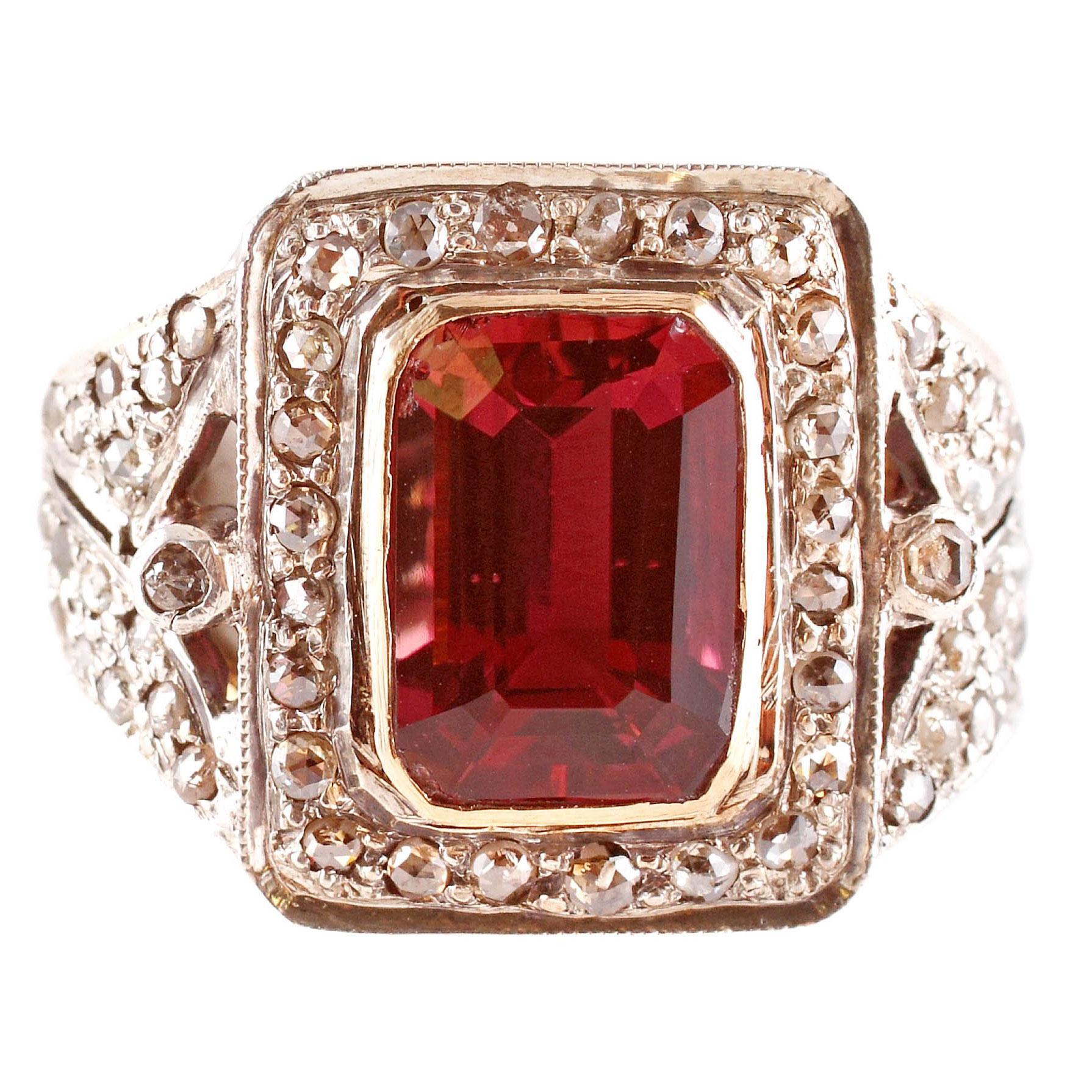 Two-Tone Pink Tourmaline Diamond Ring