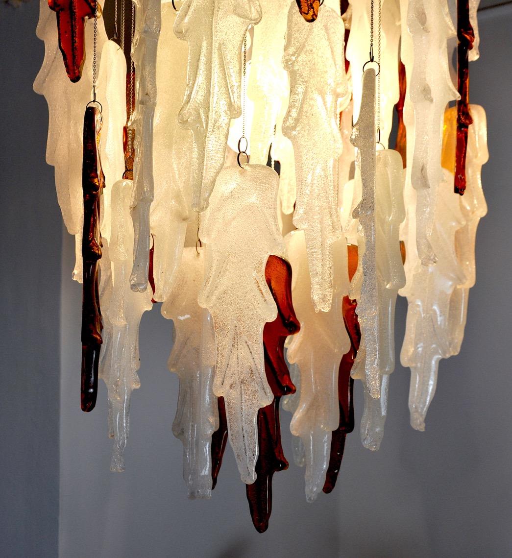Two-Tone Poliarte Waterfall Chandelier by Albano Poli, Murano, 1970, Italy For Sale 1