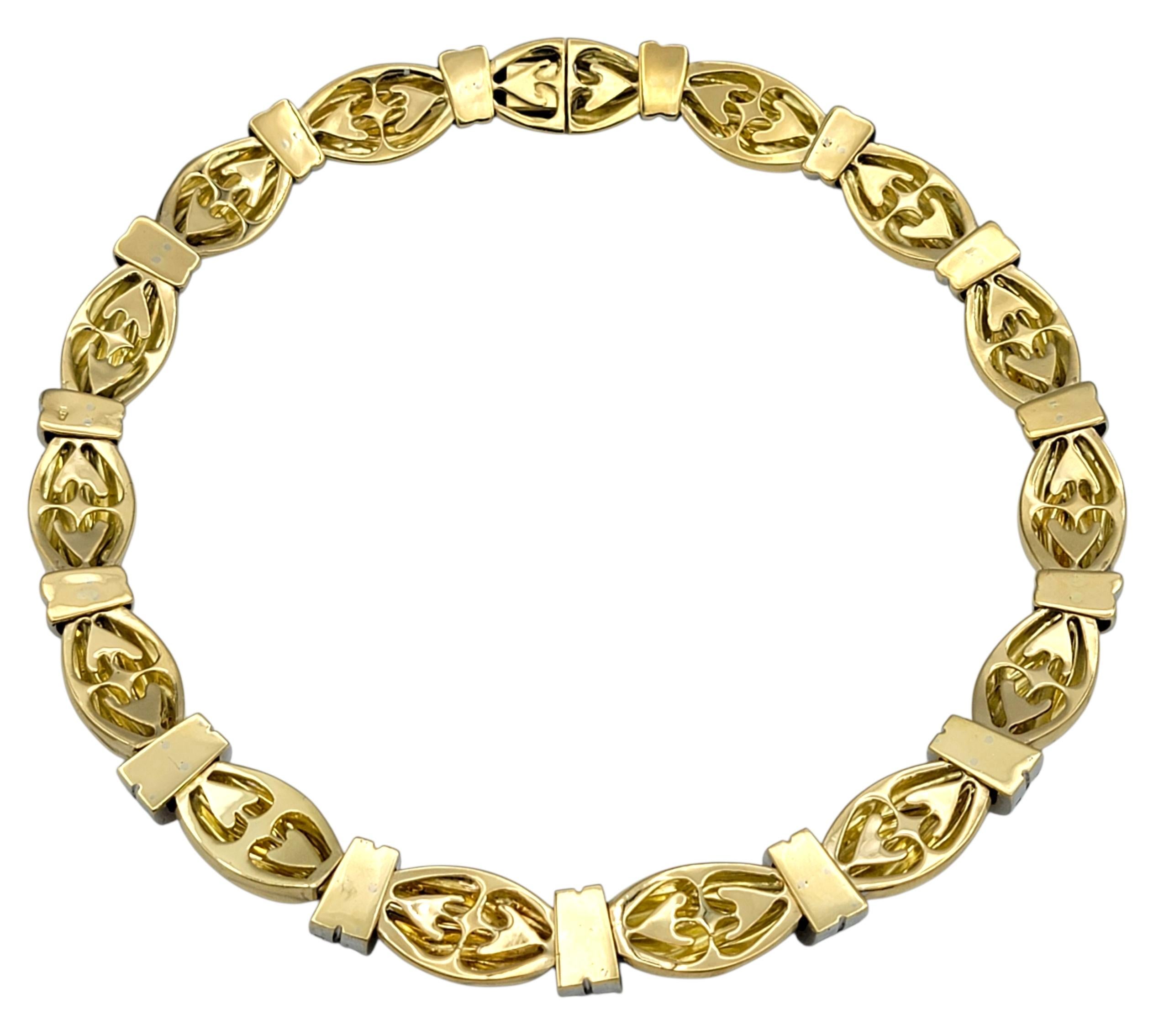 Collier ras du cou à gros maillons en or 18 carats poli bicolore avec diamants en vente 1