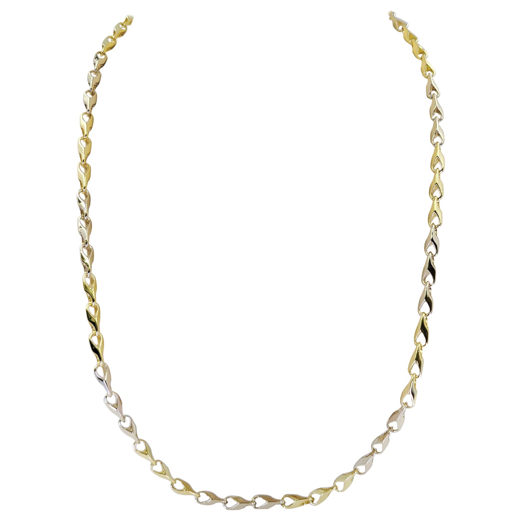 Cadena de oro pulido en dos tonos