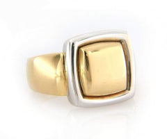 Two Tone Polished Square Bezel Ring in 18K Gold