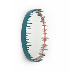 Two-Tone Resin Drip Mirror in Coral and Teal by Elyse Graham